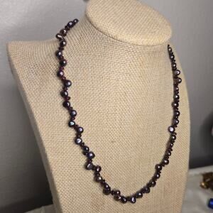 Eye-Catching Sterling Silver Peacock Pearl Amethyst Necklace with Ornate Clasp